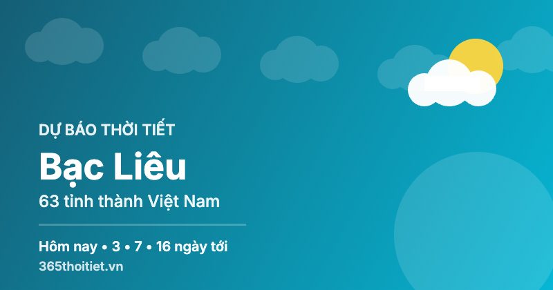 Thời tiết Bạc Liêu hôm nay và 16 ngày tới