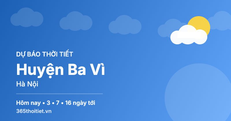 Thời tiết Huyện Ba Vì Hà Nội hôm nay và 16 ngày tới
