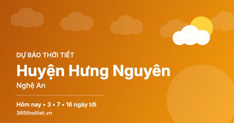 Thời tiết Huyện Hưng Nguyên Nghệ An hôm nay và 16 ngày tới