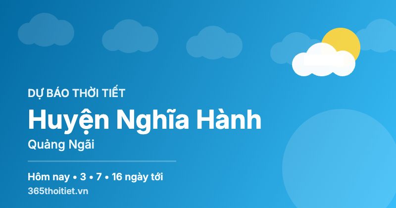 Thời tiết Huyện Nghĩa Hành Quảng Ngãi hôm nay và 16 ngày tới