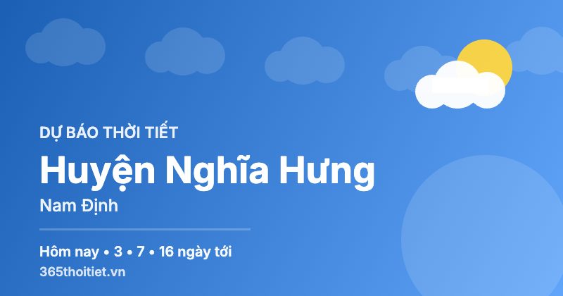 Thời tiết Huyện Nghĩa Hưng Nam Định hôm nay và 16 ngày tới