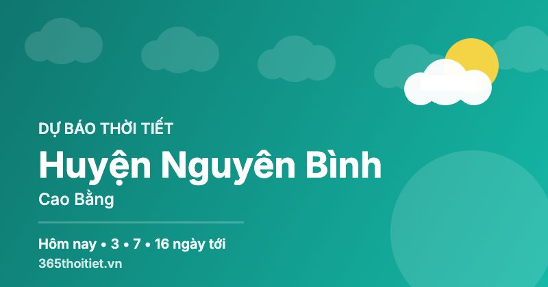 Thời tiết Huyện Nguyên Bình Cao Bằng hôm nay và 16 ngày tới