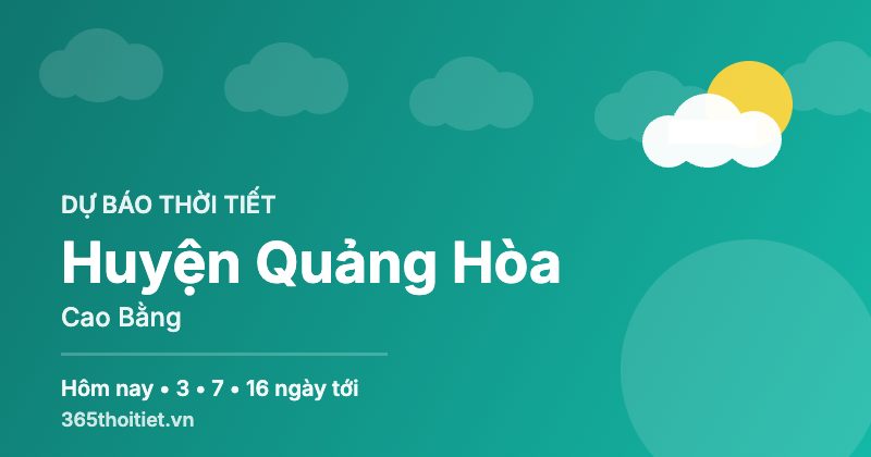 Thời tiết Huyện Quảng Hòa Cao Bằng hôm nay và 16 ngày tới