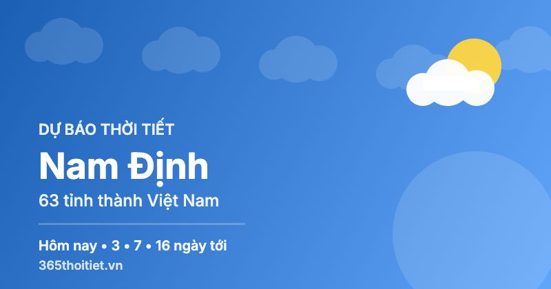 Thời tiết Nam Định hôm nay và 16 ngày tới