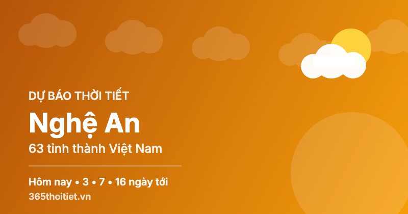 Thời tiết Nghệ An hôm nay và 16 ngày tới
