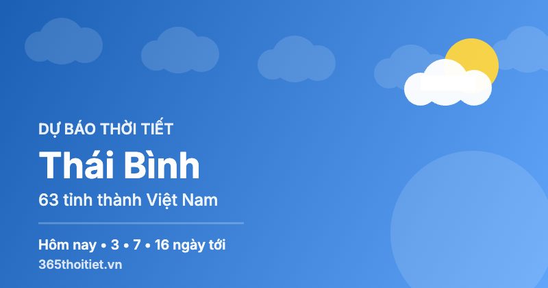 Thời tiết Thái Bình hôm nay và 16 ngày tới