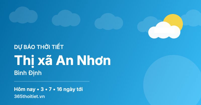 Thời tiết Thị xã An Nhơn Bình Định hôm nay và 16 ngày tới