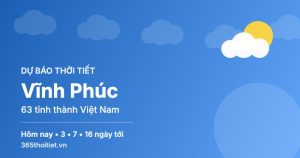 Thời tiết Vĩnh Phúc hôm nay và 16 ngày tới