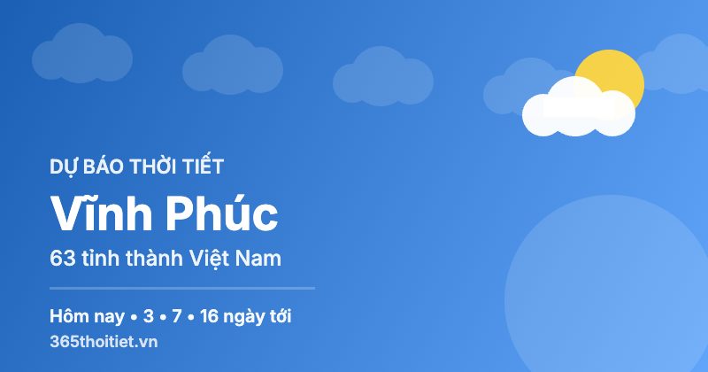 Thời tiết Vĩnh Phúc hôm nay và 16 ngày tới